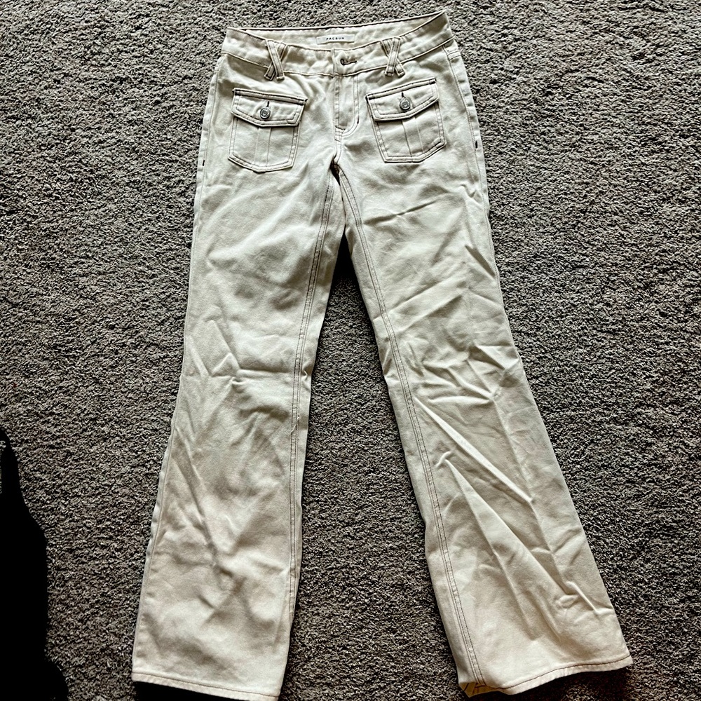 pacsun flare cream jeans- lowrise size 24- never worn(too small for me)